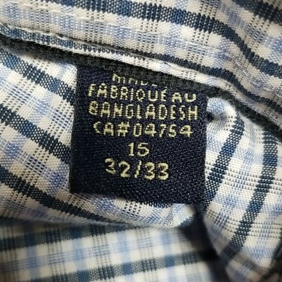 US Polo Assn. Shirt Men's 15 32/33 Plaid Blue Grey Wrinkle Resistance - Picture 6 of 9